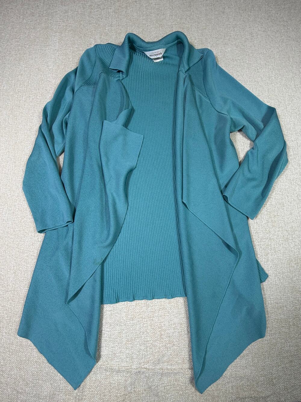 Exclusively Misook Women XL Blue Open Front Lightweight Officewear  Cardigan